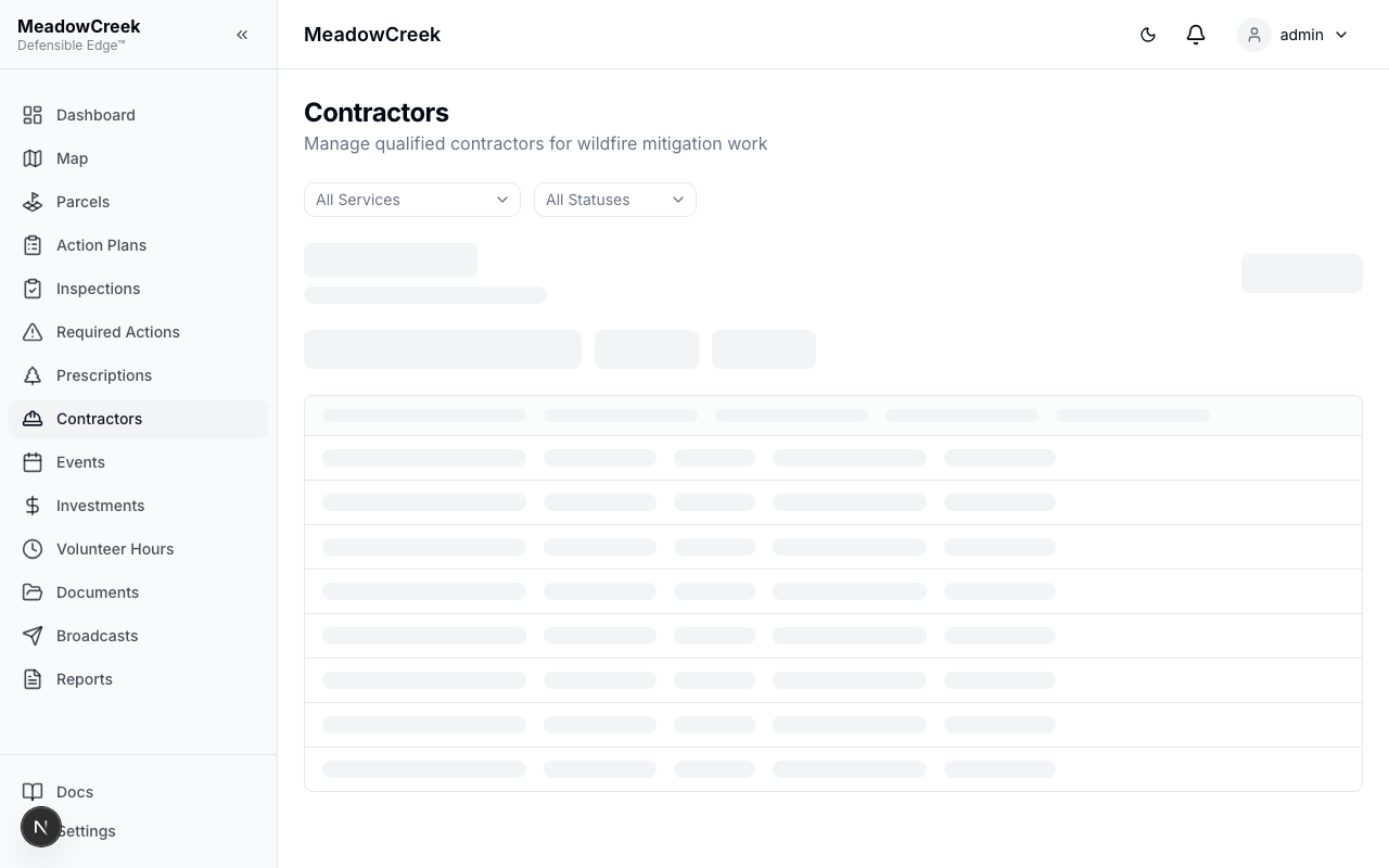 Contractor registry list