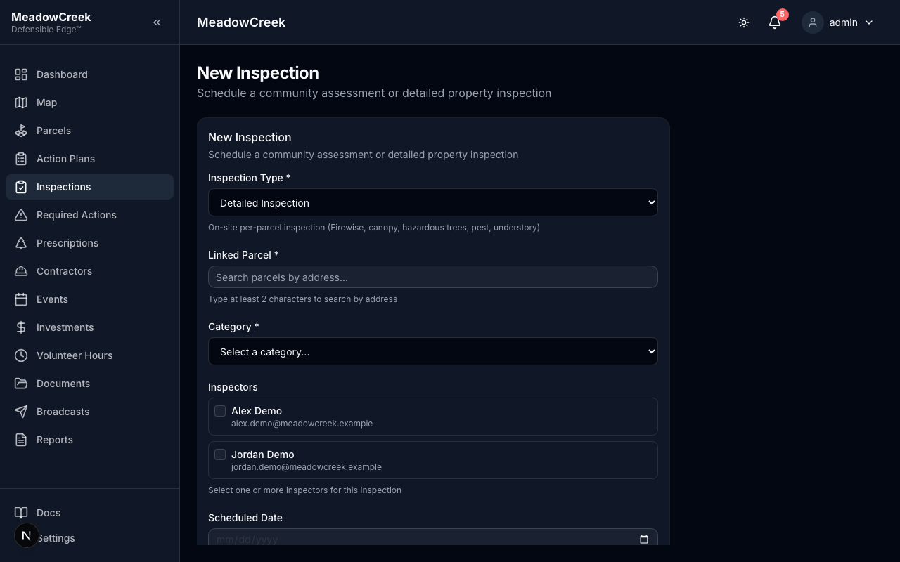 New inspection form