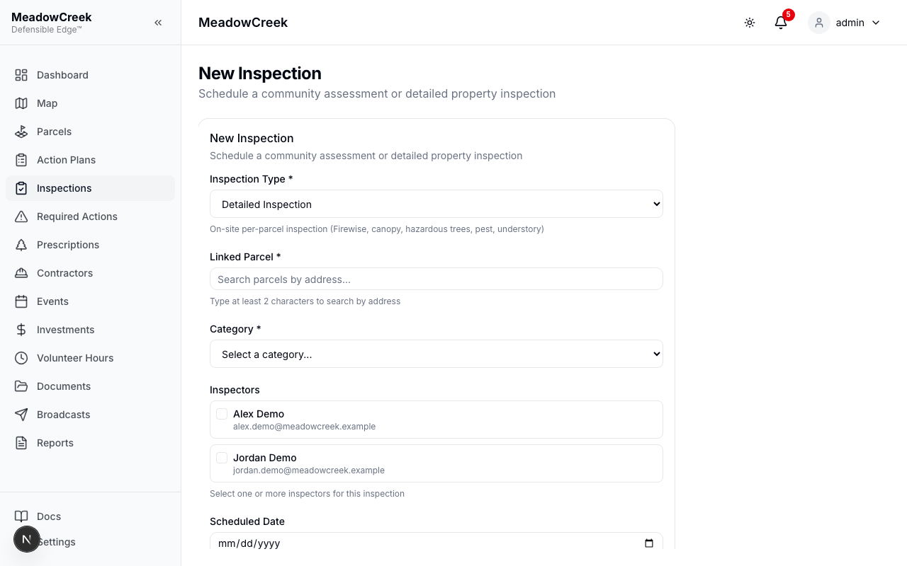 New inspection form