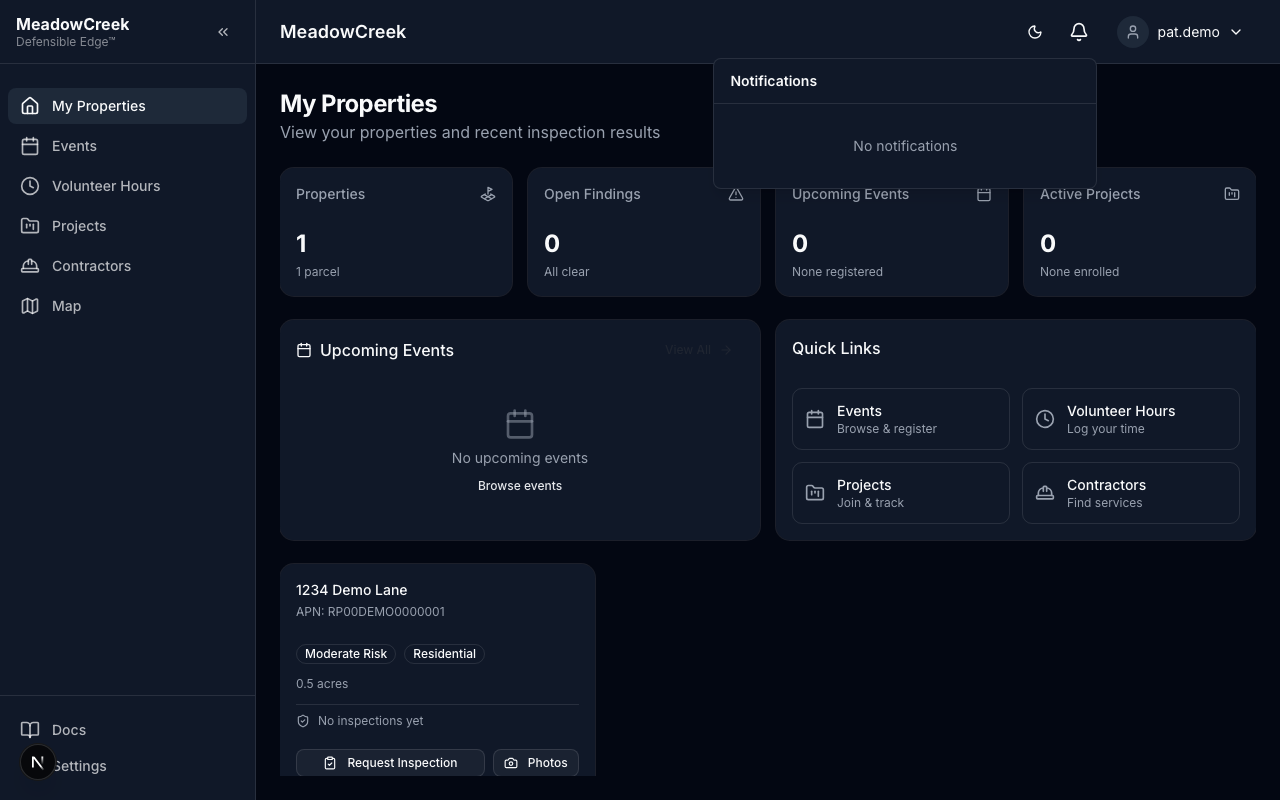 Notifications panel