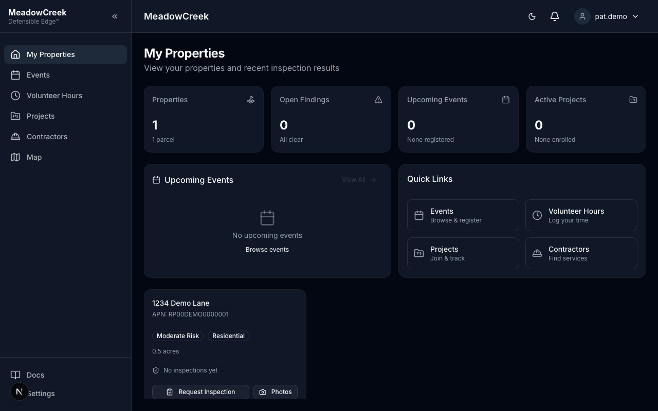 Owner portal dashboard
